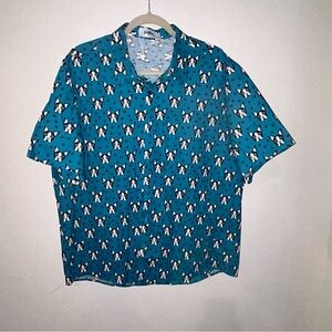Vatpove Men's Blue Casual Shirt with Dog graphic design